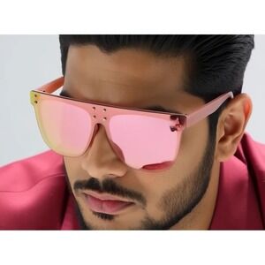 Oversized Men Sunglasses‎ Rivet Accents Fashion Trendy Beach Party Shades Gafas